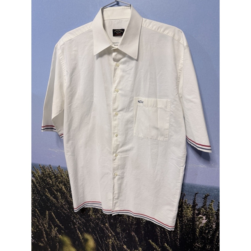 Paul & Shark Yachting White Short Sleeve Button‎ Down Shirt Size 42